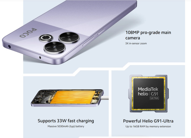 گوشی موبایل شیائومی POCO M6 4G