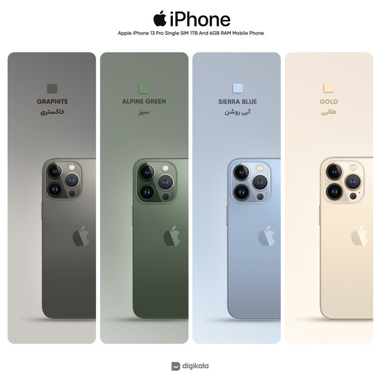 گوشی موبایل اپل مدل iPhone 13 Pro BA تک سیم کارت ظرفیت یک ترابایت و رم 6 گیگابایت - اروپا نات اکتیو