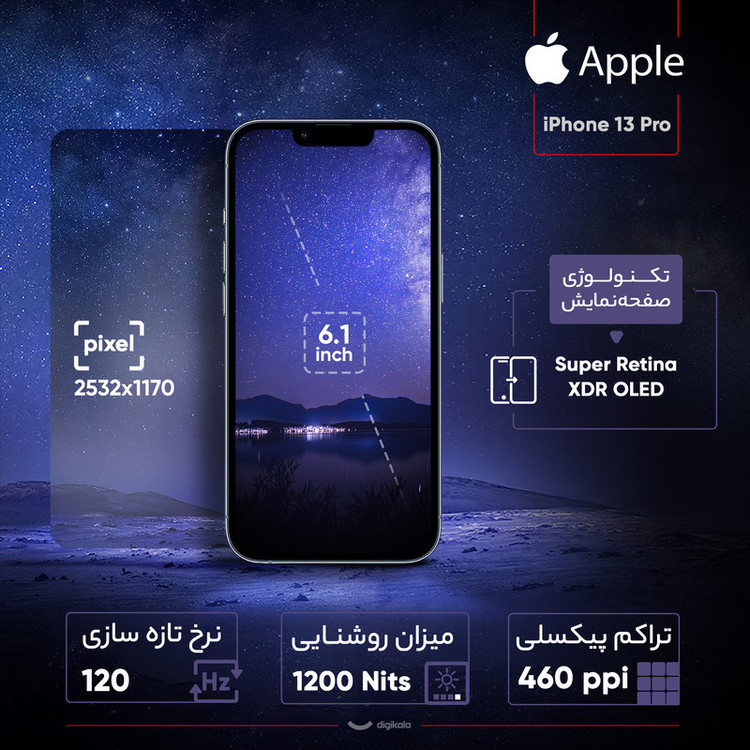 گوشی موبایل اپل مدل iPhone 13 Pro ZAA دو سیم کارت ظرفیت 128 گیگابایت و رم 6 گیگابایت - نات اکتیو پارت نامبر F