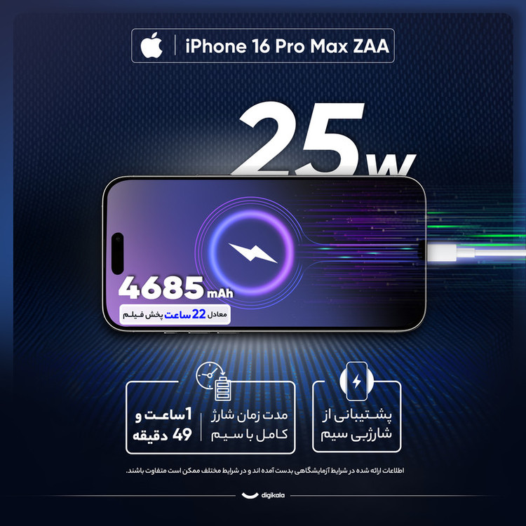 گوشی موبایل اپل مدل iPhone 16 Pro Max ZAA دو سیم کارت ظرفیت 128 گیگابایت و رم 8 گیگابایت